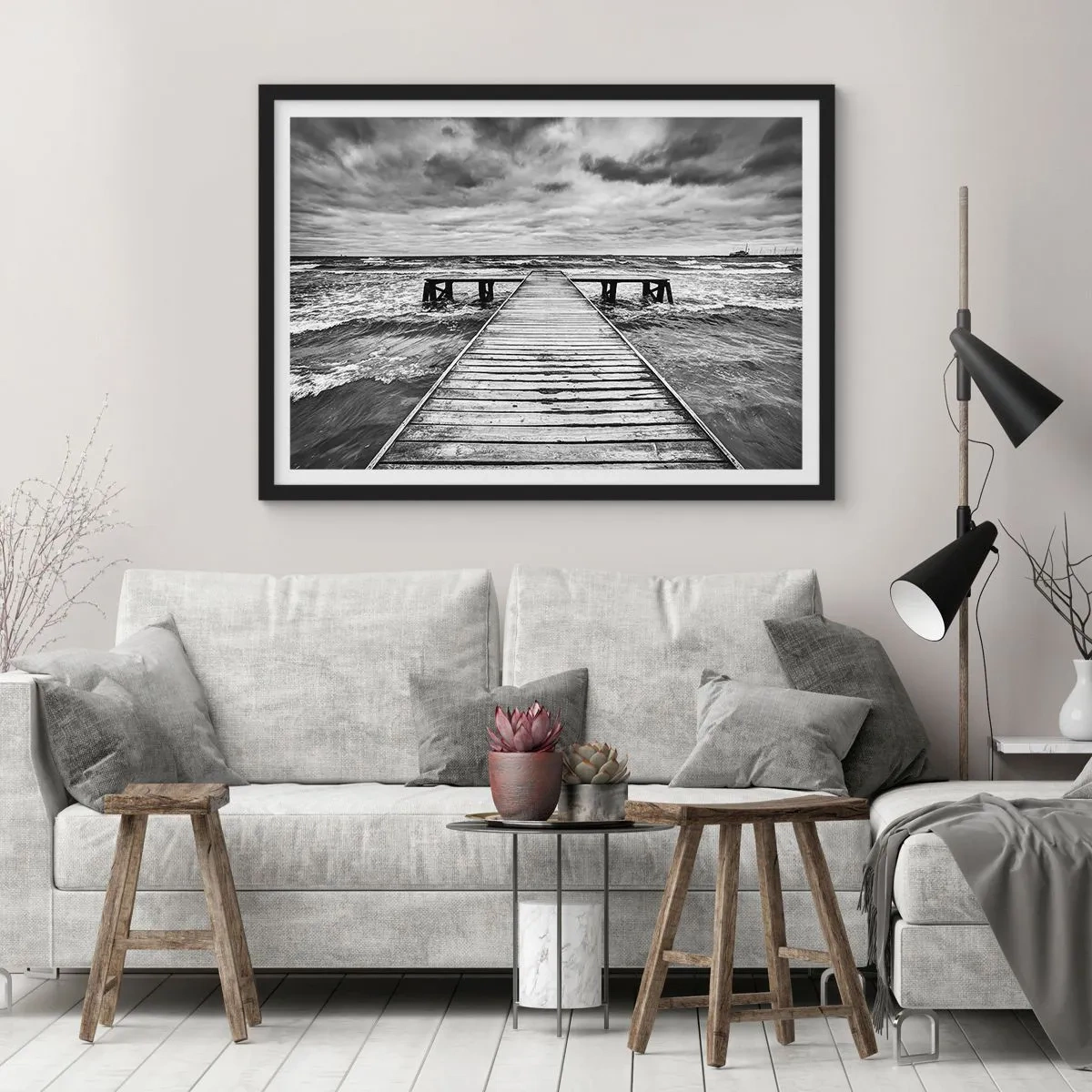 Póster en marco negro - Estoy esperando que sople el viento... - 91x61 cm