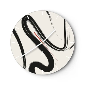 Reloj de pared - Reloj de vidrio - Pinceladas negras dinámicas sobre un fondo claro - 30x30cm - Fantasía en blanco y negro - Decoración de pared moderna para salón, cocina y dormitorio ARTTOR