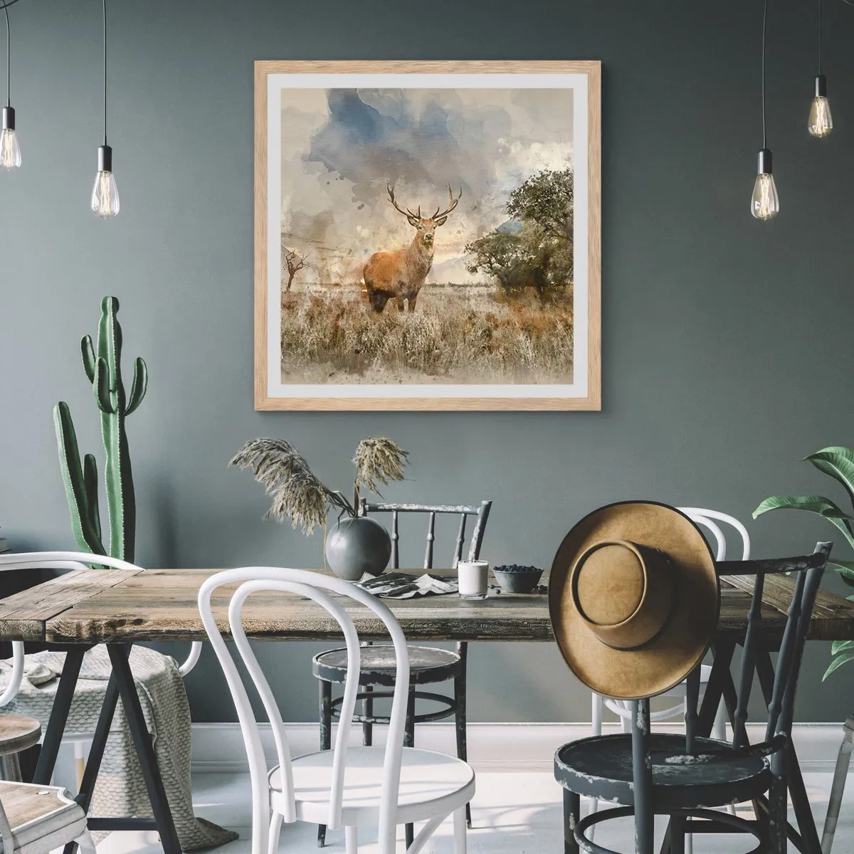 Póster en marco roble claro - Dignidad - fuerza - encanto - 50x50 cm