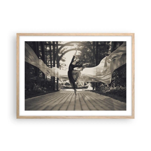 Póster en marco roble claro - Danza del espíritu del jardín - 70x50 cm