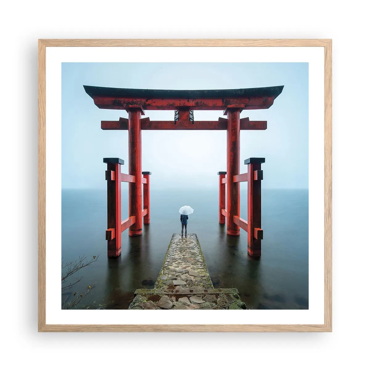 Póster en marco roble claro - Ensueño japonés - 60x60 cm