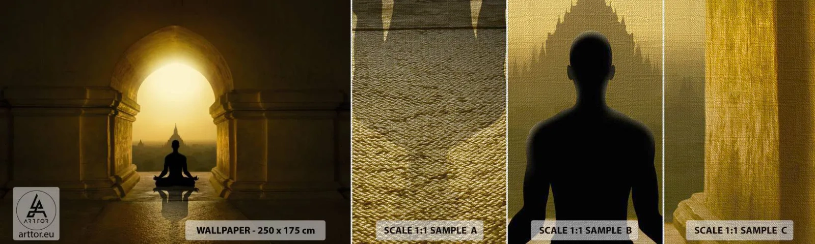 Muestra de fotomural Premium Canvas - Armonía total - Meditación, Templo, Buda - 100x30 cm