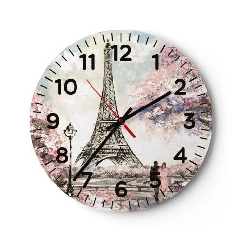 Reloj de pared - Reloj de vidrio - Un paseo por París en abril - 30x30 cm