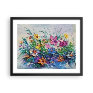 Póster en marco negro - La energía de las flores - 50x40 cm