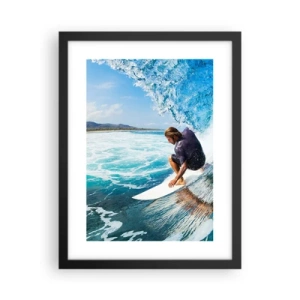 Póster en marco negro - Bailando con las olas - 30x40 cm