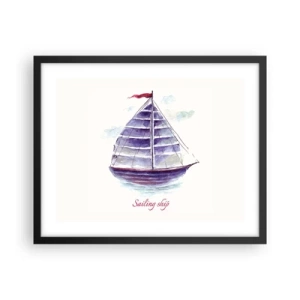 Póster en marco negro - Velas izadas y aguas tranquilas - 50x40 cm