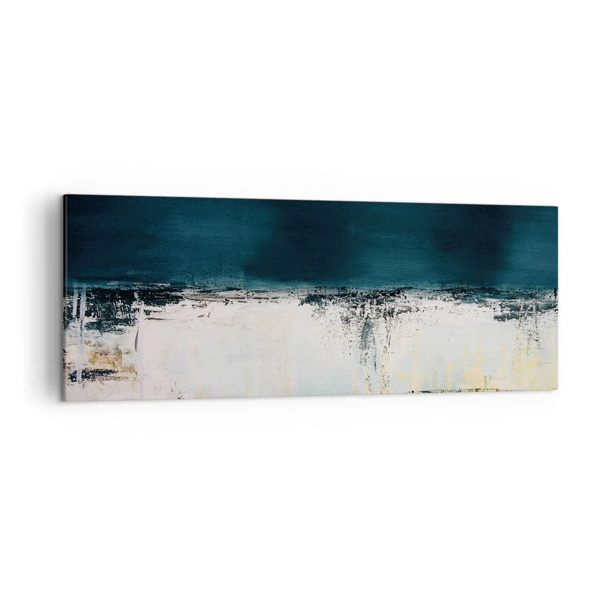 Cuadro sobre lienzo - Impresión de Imagen - Composición horizontal abstracta en tonos azul marino y blanco. - 140x50cm - Composición horizontal - Decoración de pared moderna para salón y dormitorio ARTTOR