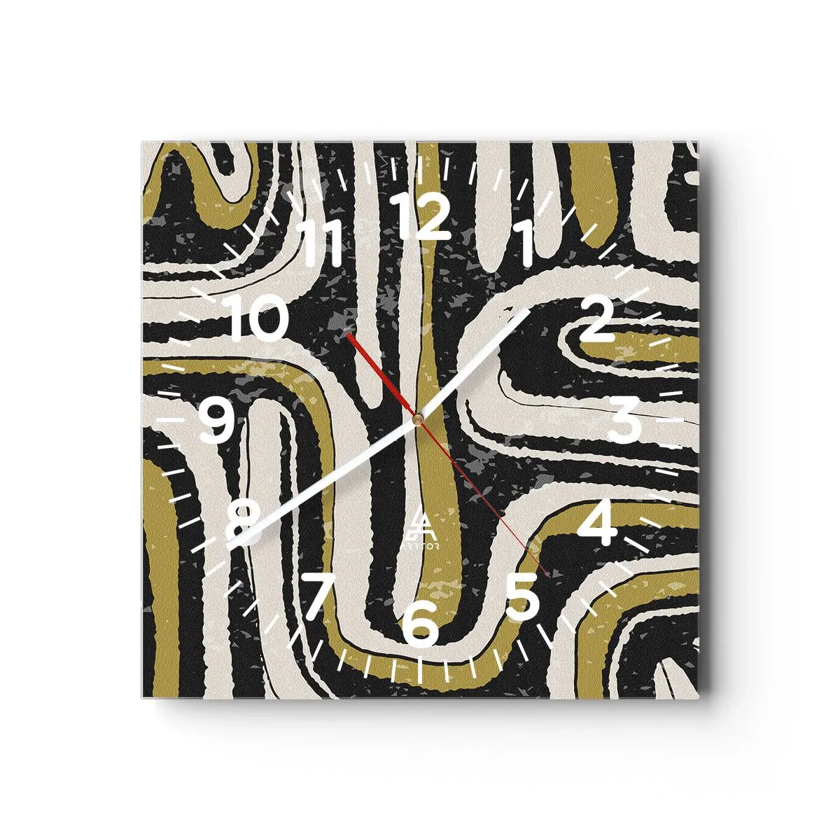 Reloj de pared - Reloj de vidrio - Composición: tramos y callejones - 40x40 cm