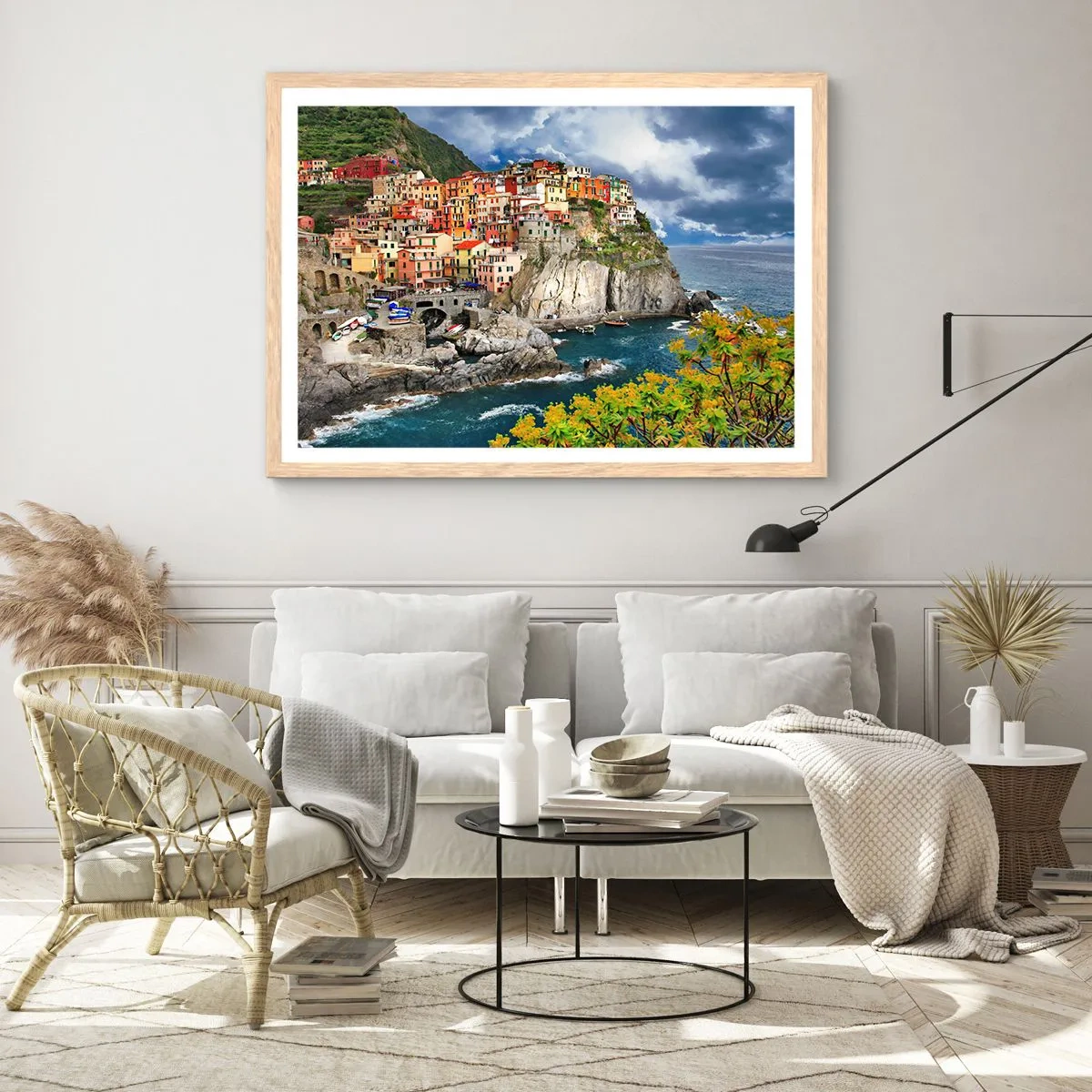 Póster en marco roble claro - En el acantilado - 100x70 cm