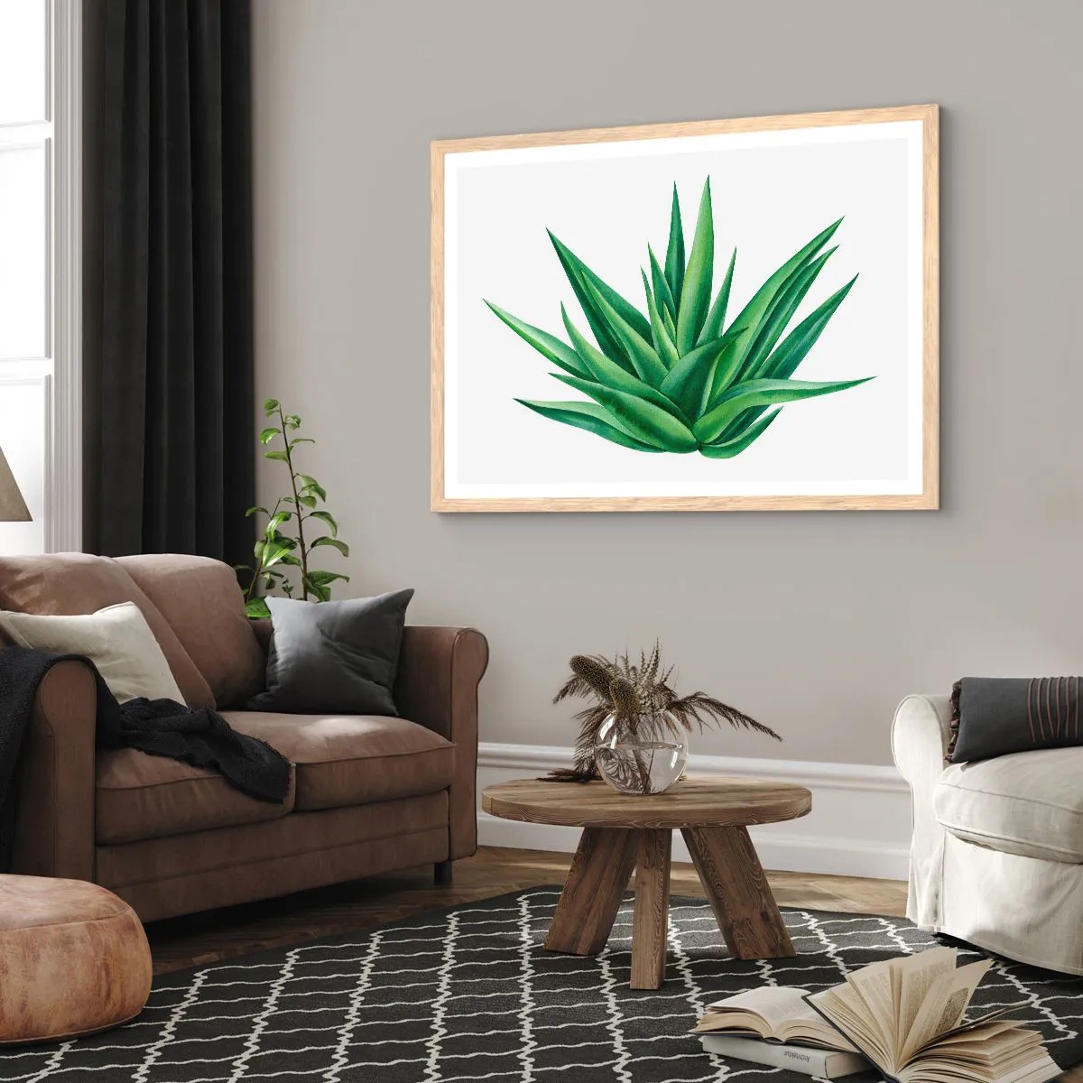 Póster en marco roble claro - Verde - fuerza - vida - 100x70 cm