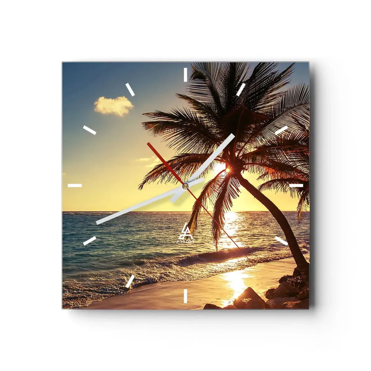 Reloj de pared - Reloj de vidrio - Verano bajo las palmeras - 40x40 cm