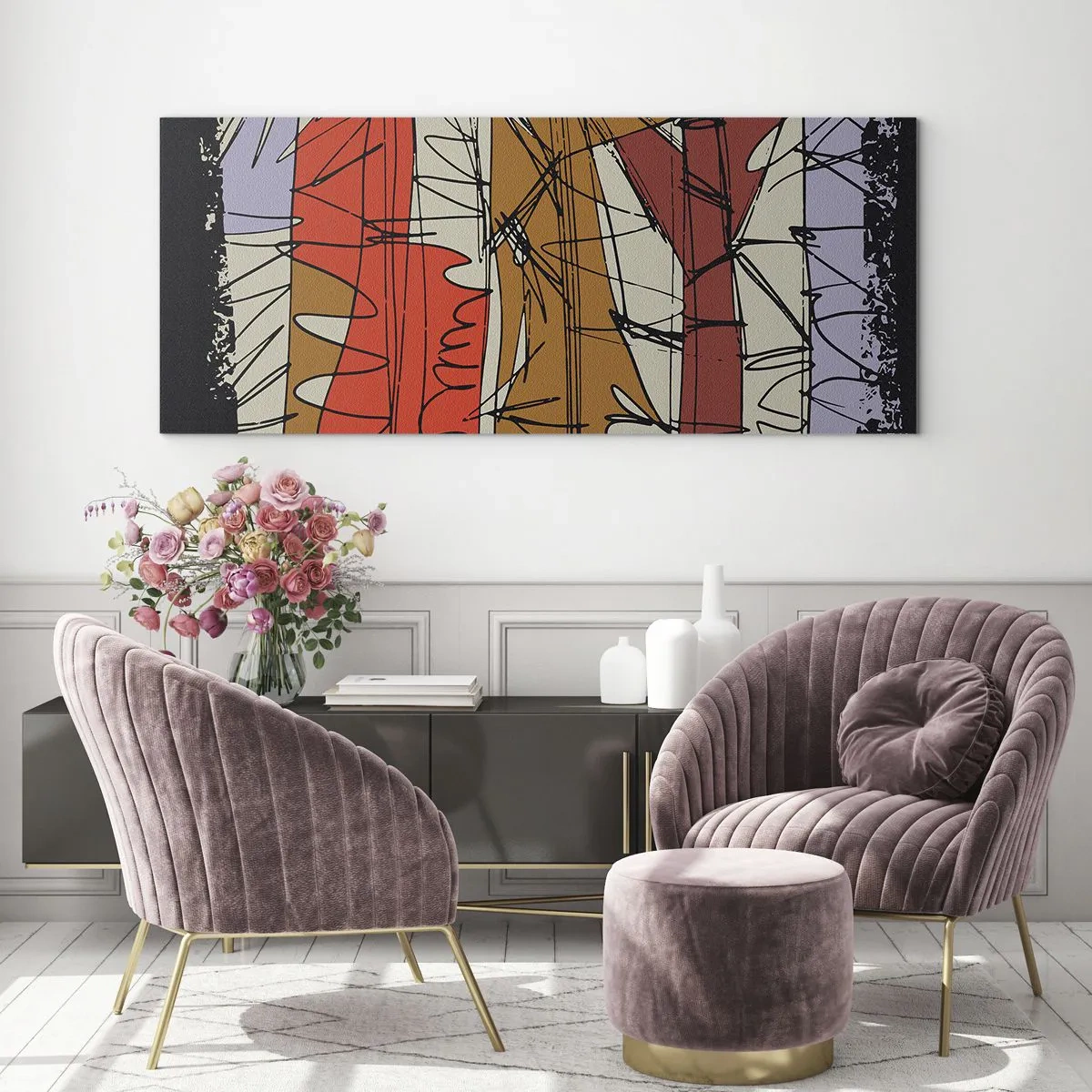 Cuadro sobre vidrio - Impresiones sobre Vidrio - Composición espontánea - 100x40 cm