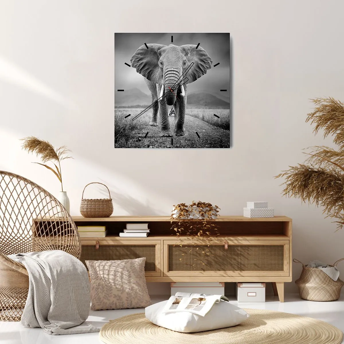 Reloj de pared - Reloj de vidrio - El anfitrión da la bienvenida - 30x30 cm