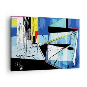 Cuadro sobre lienzo - Impresión de Imagen - Composición geométrica abstracta en colores vivos. - 70x50cm - Mirando el mundo desde un ángulo distinto - Decoración de pared moderna para salón y dormitorio ARTTOR