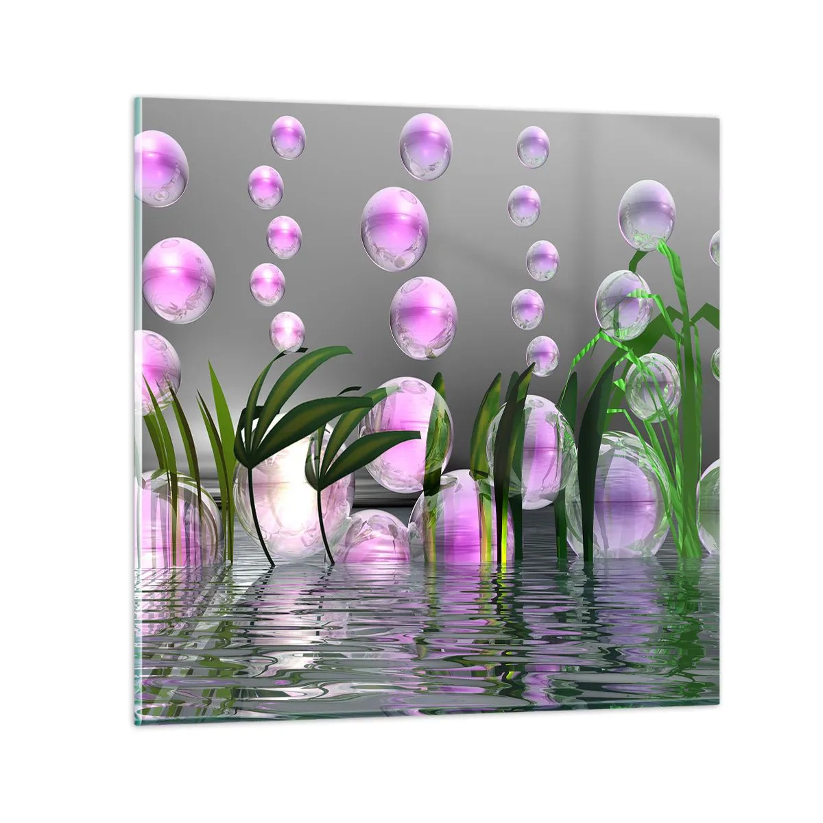 Cuadro sobre vidrio - Impresiones sobre Vidrio - Composición reflexiva de ligereza y vida - 40x40 cm