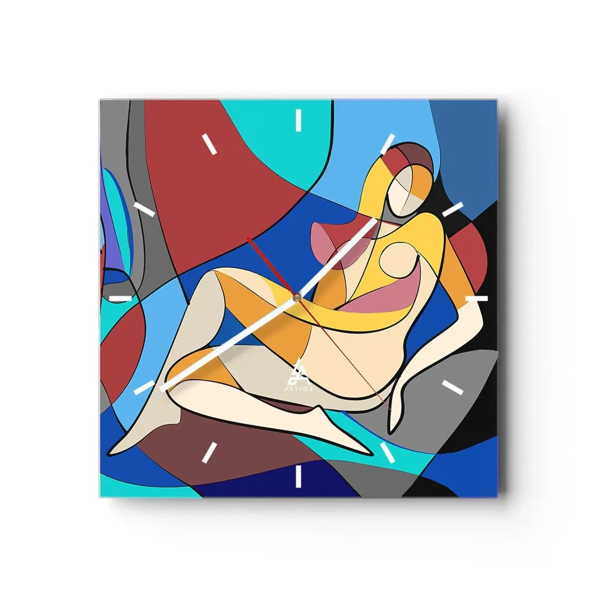 Reloj de pared - Reloj de vidrio - Desnudo cubista - 40x40 cm