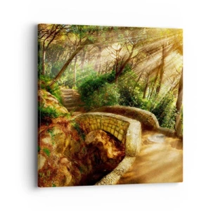 Cuadro sobre lienzo - Impresión de Imagen - Directamente desde el puente hacia el bosque de las hadas - 40x40 cm