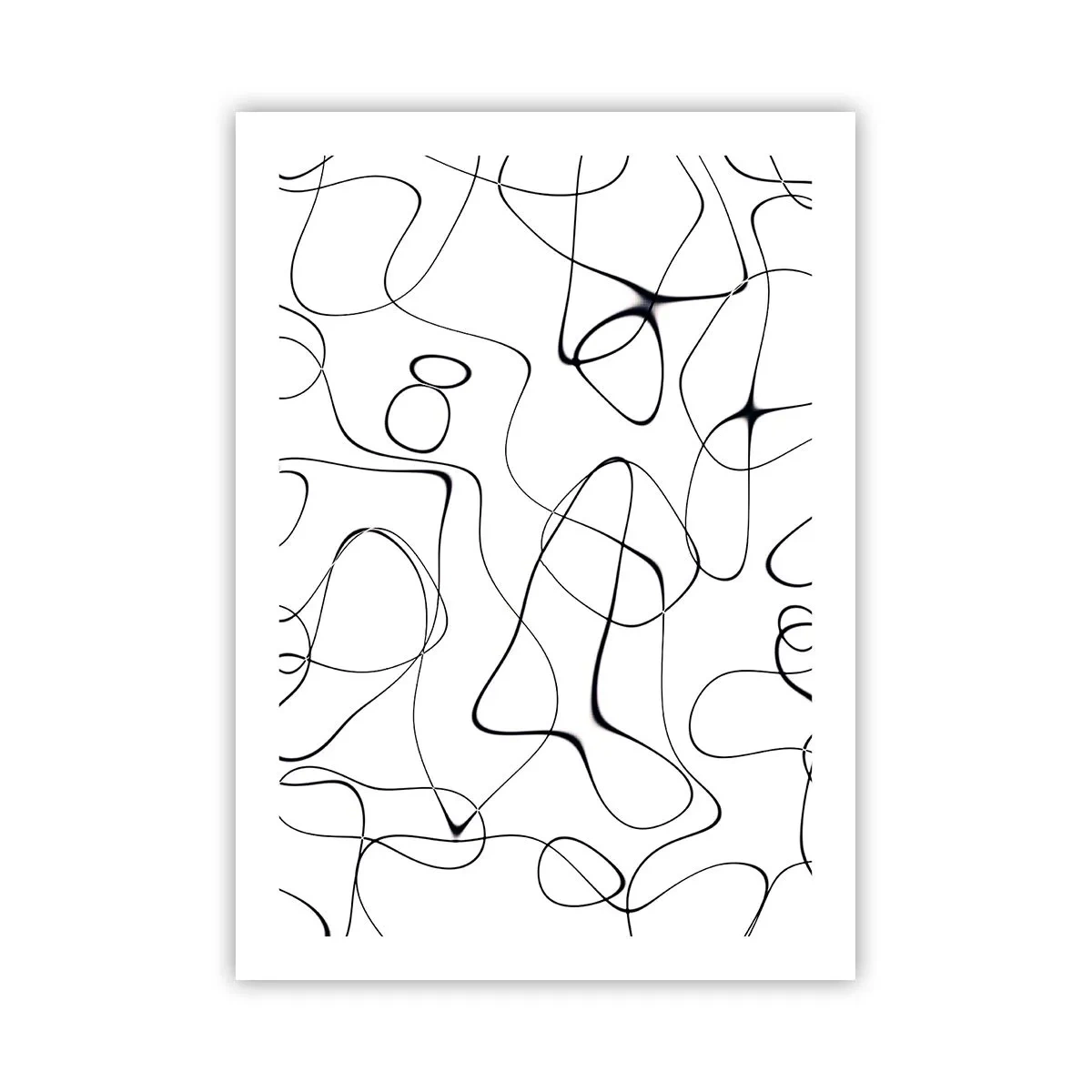 Póster - Líneas negras abstractas sobre un fondo blanco - 50x70cm - Los caminos de la vida, las vicisitudes del destino - Decoración de pared moderna para salón y dormitorio ARTTOR