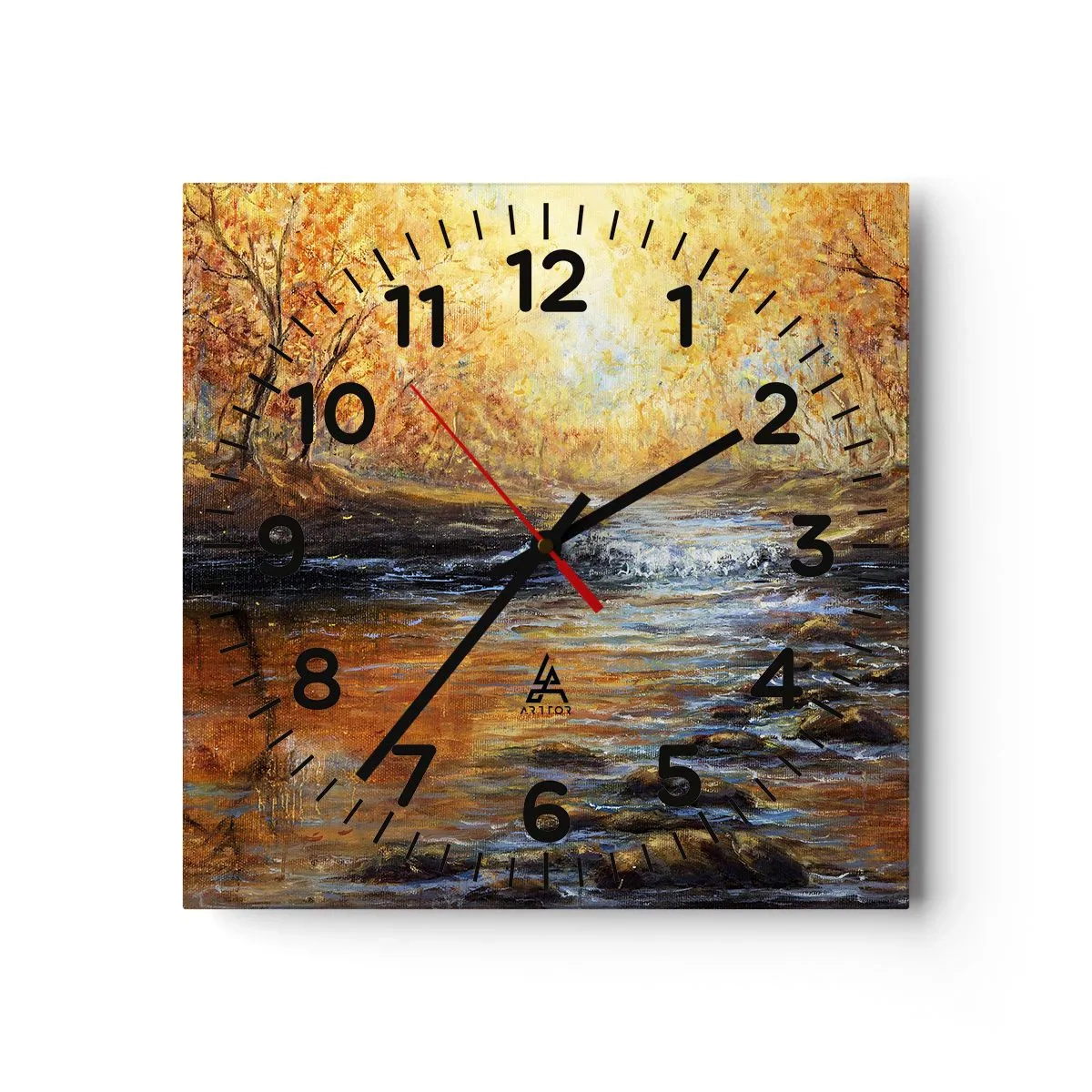 Reloj de pared - Reloj de vidrio - Arroyo de oro - 30x30 cm