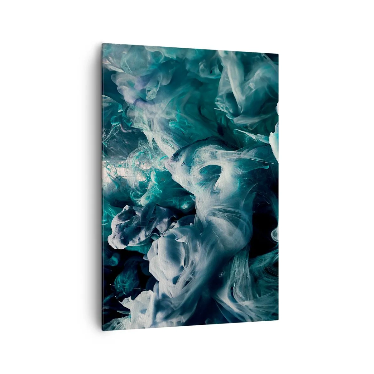 Cuadro sobre lienzo - Impresión de Imagen - Ondas abstractas dinámicas en tonos azules y blancos. - 70x100cm - Un movimiento de color - Decoración de pared moderna para salón y dormitorio ARTTOR