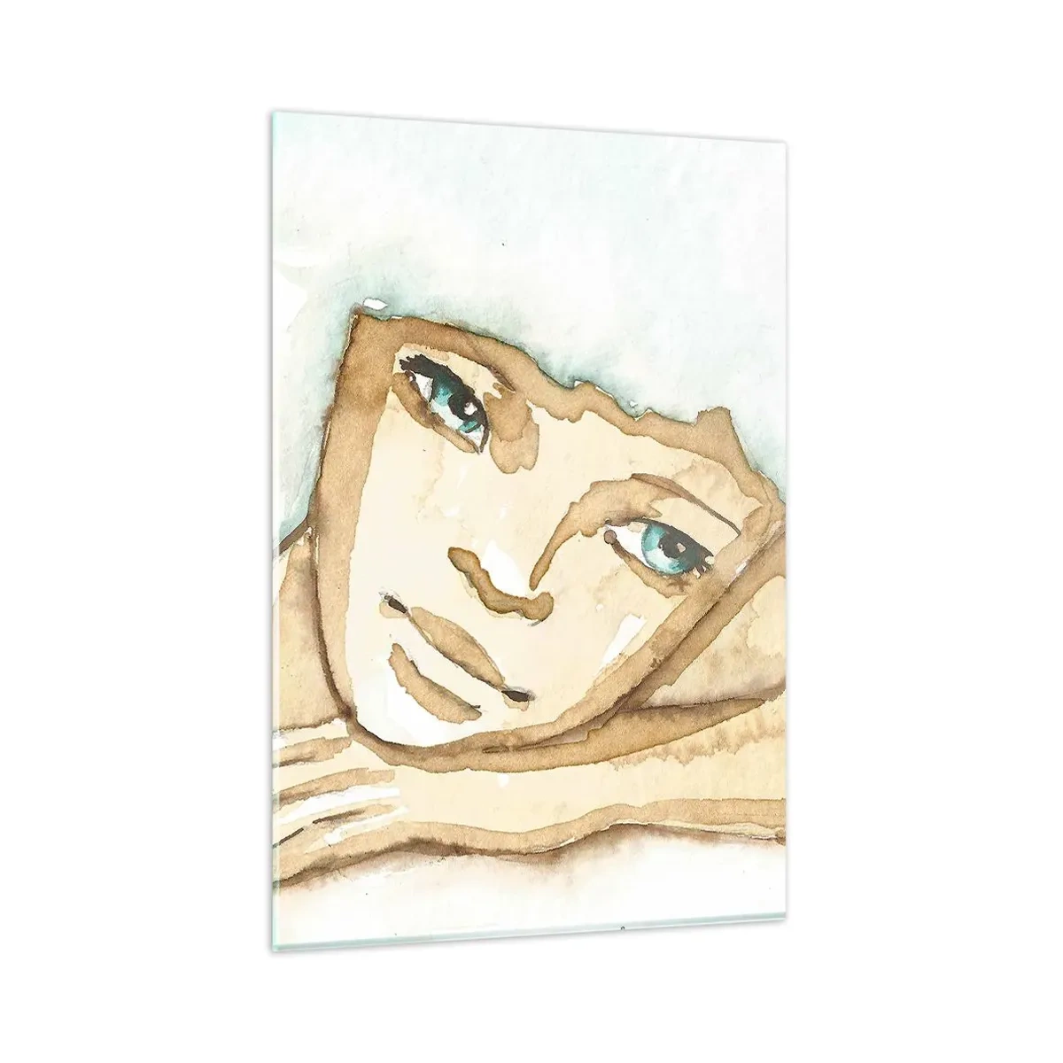 Cuadro sobre vidrio - Impresiones sobre Vidrio - Retrato artístico de una mujer en colores pastel. - 80x120cm - El árbol de la poesía crece en el silencio - Decoración de pared moderna para salón y dormitorio ARTTOR