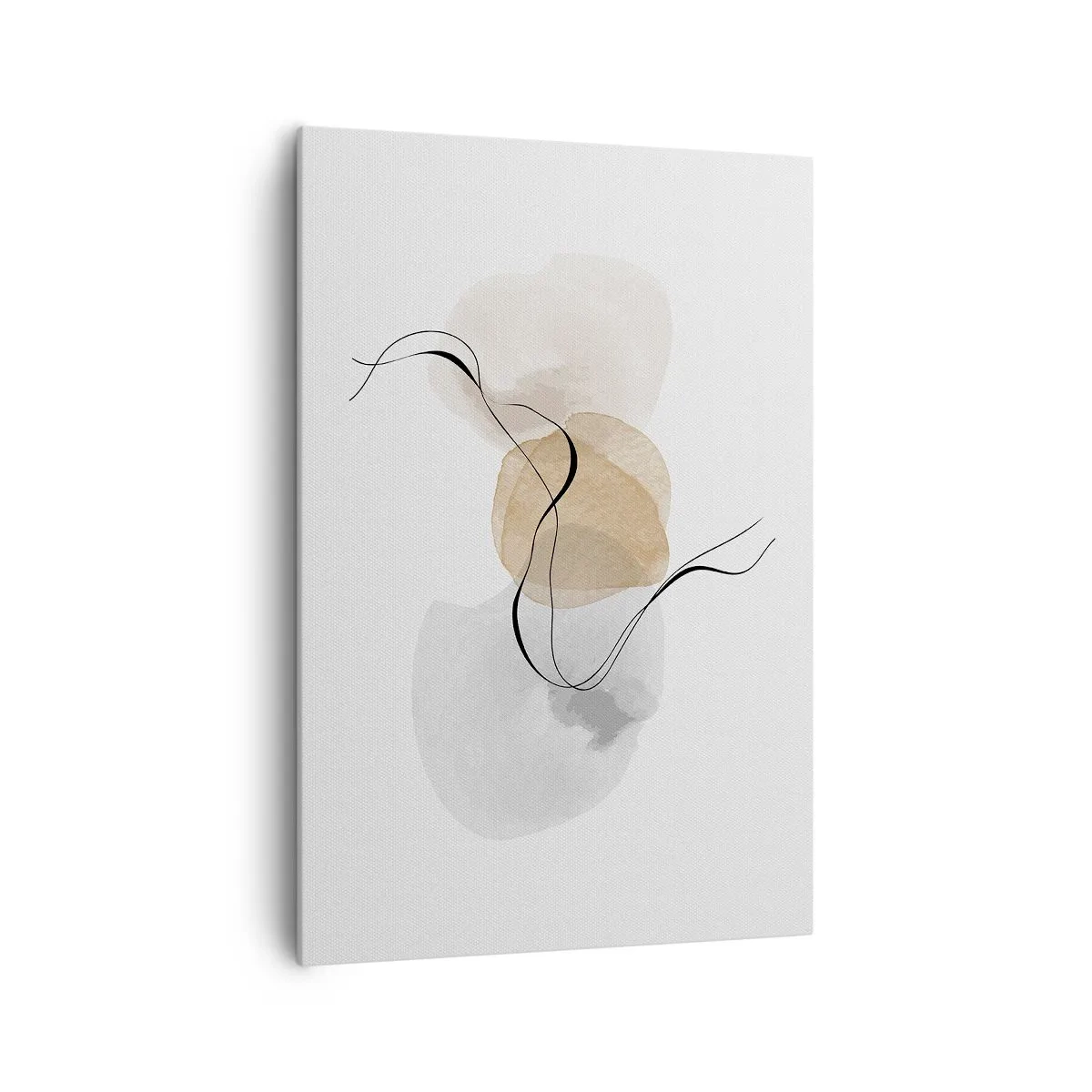 Cuadro sobre lienzo - Impresión de Imagen - Abstracción minimalista en tonos beige y gris. - 70x100cm - Pompas de aire - Decoración de pared moderna para salón y dormitorio ARTTOR