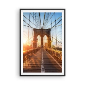 Póster en marco negro - En el puente dorado - 61x91 cm