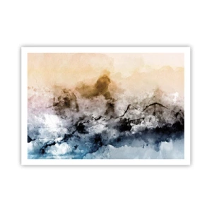 Póster - Paisaje abstracto con niebla y colores sutiles. - 100x70cm - Hundido en una nube de niebla - Decoración de pared moderna para salón y dormitorio ARTTOR