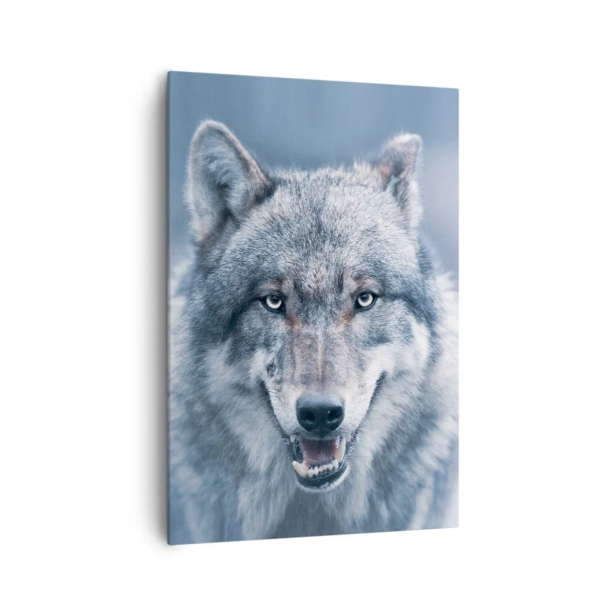 Cuadro sobre lienzo - Impresión de Imagen - Un lobo con una mirada intensa en un paisaje invernal. - 70x100cm - ¿Aceptarás el reto? - Decoración de pared moderna para salón y dormitorio ARTTOR
