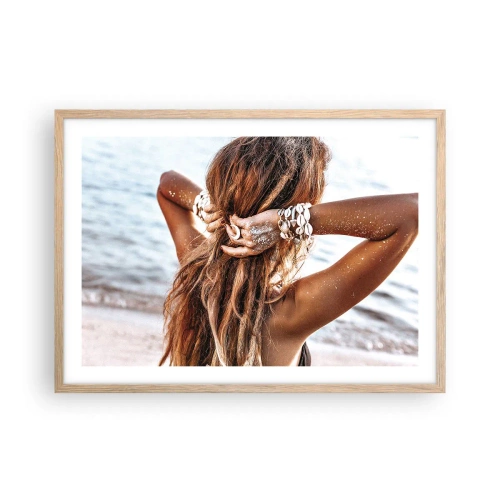 Póster en marco roble claro - Hermanada con el agua y el sol - 70x50 cm