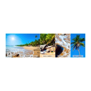 Muestra de fotomural autoadhesivo Deluxe Sticker - Un lugar exótico para ti - Paisaje, Mar, playa Paraíso - 100x30 cm