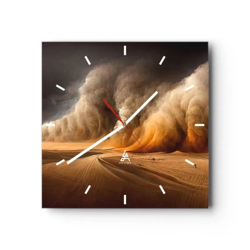 Reloj de pared - Reloj de vidrio - Impresionante tormenta de arena en el desierto - 30x30cm - Ira del desierto - Decoración de pared moderna para salón y dormitorio ARTTOR
