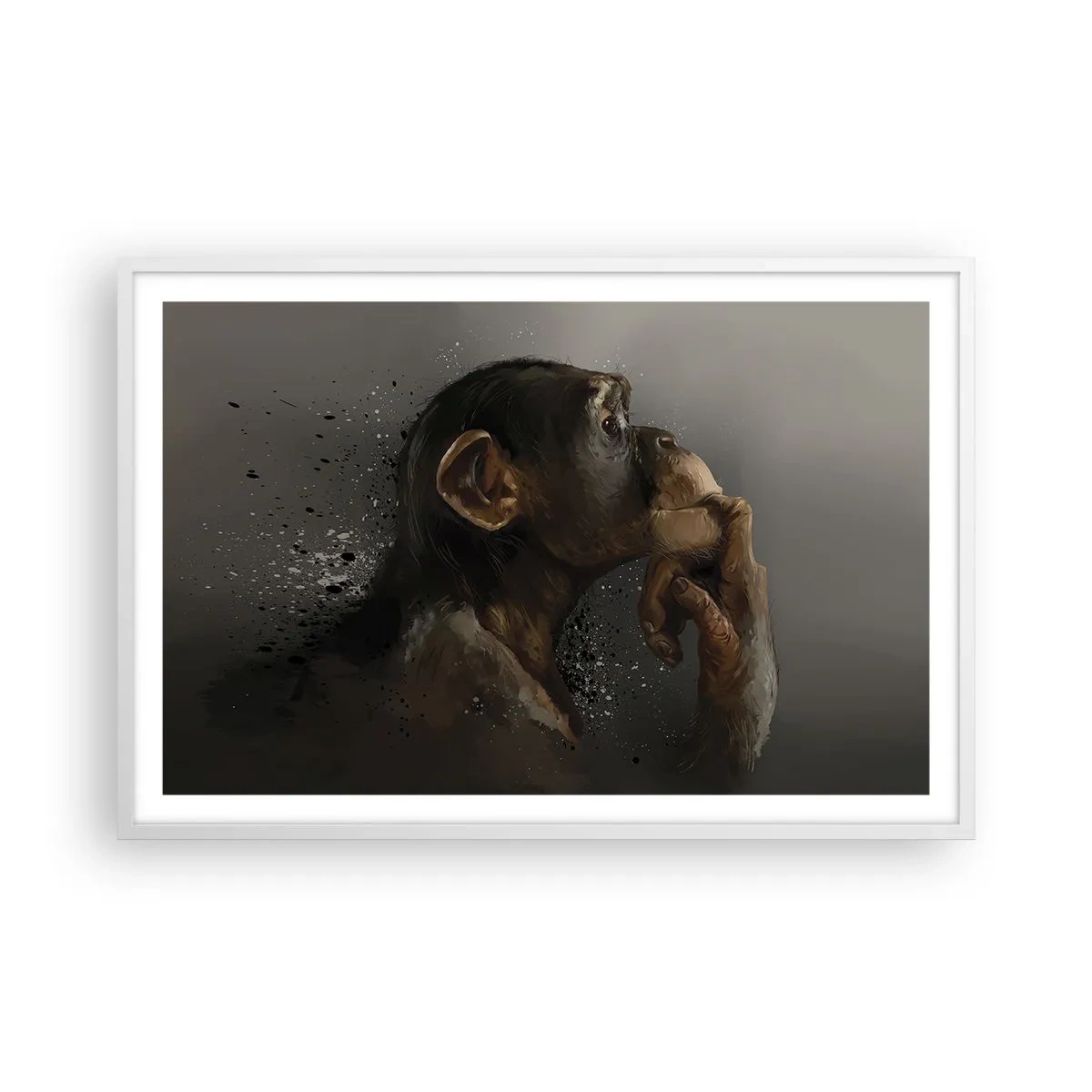 Póster en marco blanco - La evolución del pensador - 91x61 cm