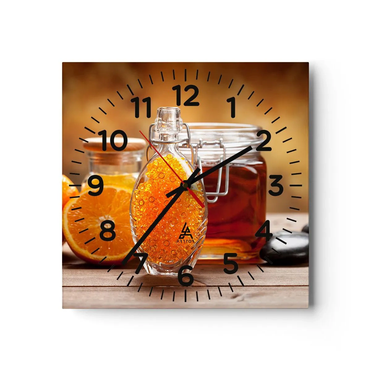 Reloj de pared - Reloj de vidrio - Sabores y aromas soleados - 40x40 cm