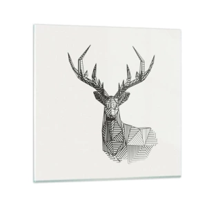 Cuadro sobre vidrio - Impresiones sobre Vidrio - Ciervo en estilo cubista - 50x50 cm