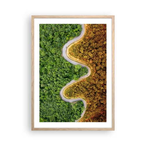 Póster en marco roble claro - Frontera serpenteante - 50x70 cm