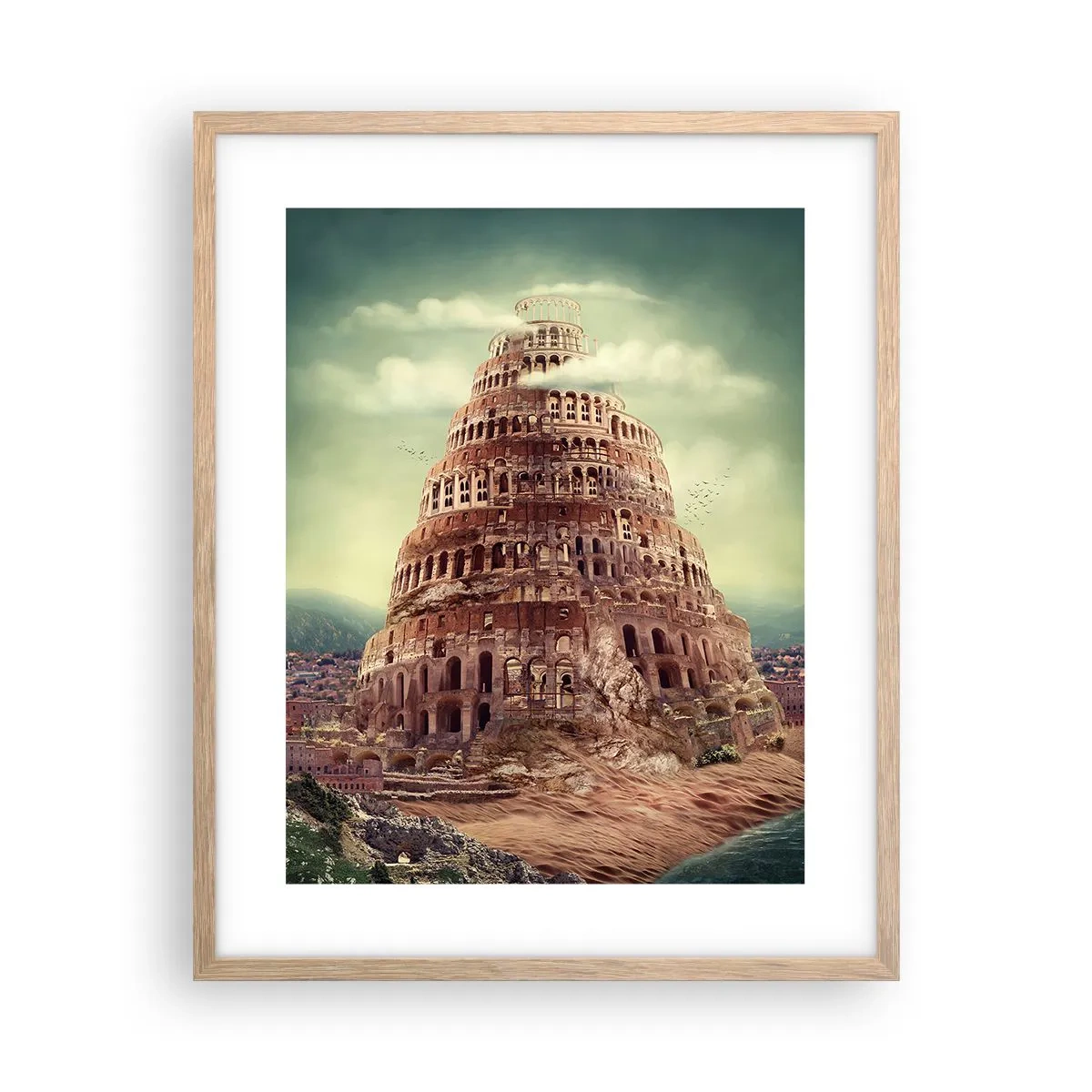 Póster en marco roble claro - La Torre de Babel - 40x50 cm