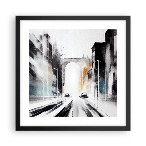 Póster en marco negro - Estudio de la ciudad: arquitectura y movimiento - 40x40 cm