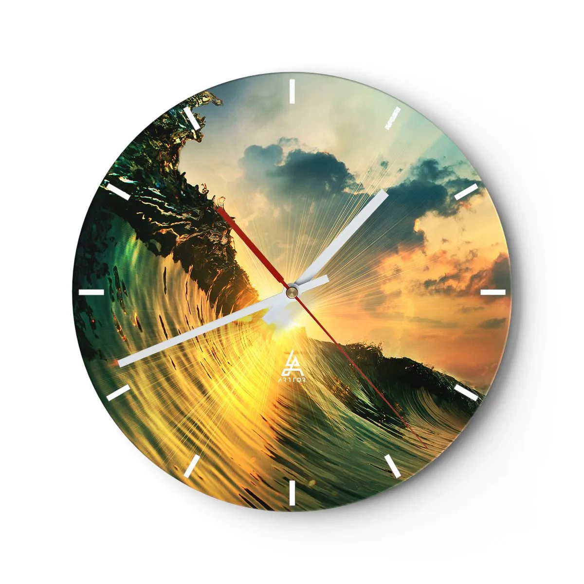 Reloj de pared - Reloj de vidrio - Surfer, ¿dónde estás? - 40x40 cm
