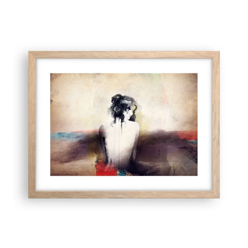 Póster en marco roble claro - Líneas suaves, formas ovaladas - 40x30 cm