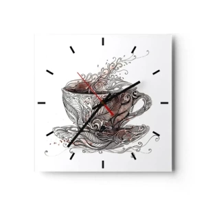 Reloj de pared - Reloj de vidrio - Taza de café decorativa con patrón artístico. - 30x30cm - Té para todo - Decoración de pared moderna para salón y dormitorio ARTTOR
