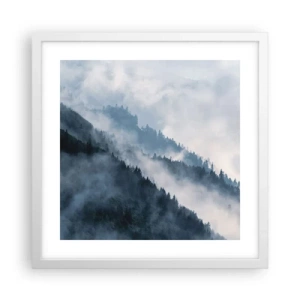 Póster en marco blanco - Misticismo de las montañas - 40x40 cm