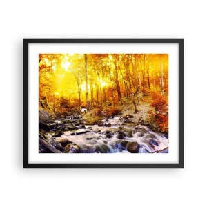 Póster en marco negro - Piedras bañadas en oro y platino - 50x40 cm