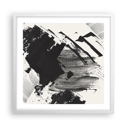 Póster en marco blanco - Abstracción: la expresión del negro - 50x50 cm