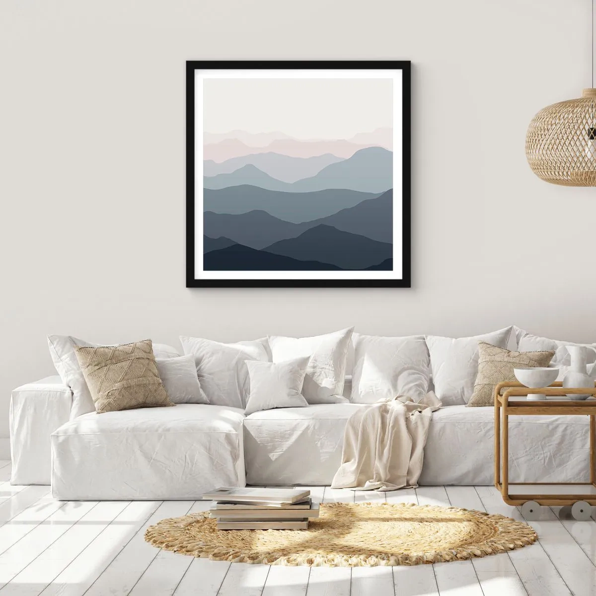 Póster en marco negro - Cordilleras a la vista - 60x60 cm