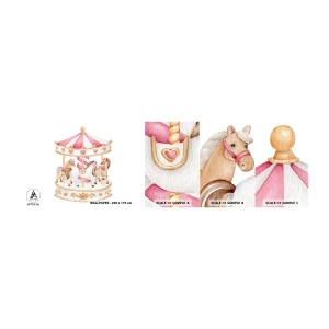 Muestra De Fotomural Standard Eco - El dulce mundo de la infancia - tiovivo, femenino, Caballos - 100x30 cm