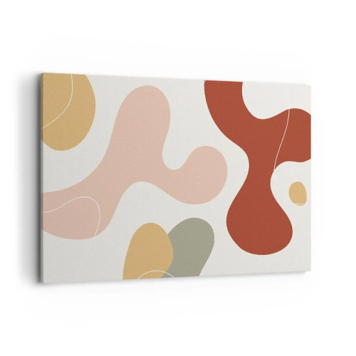 Cuadro sobre lienzo - Impresión de Imagen - Una composición abstracta en tonos pastel con formas dinámicas. - 120x80cm - La esencia de la pintura - Decoración de pared moderna para salón y dormitorio ARTTOR
