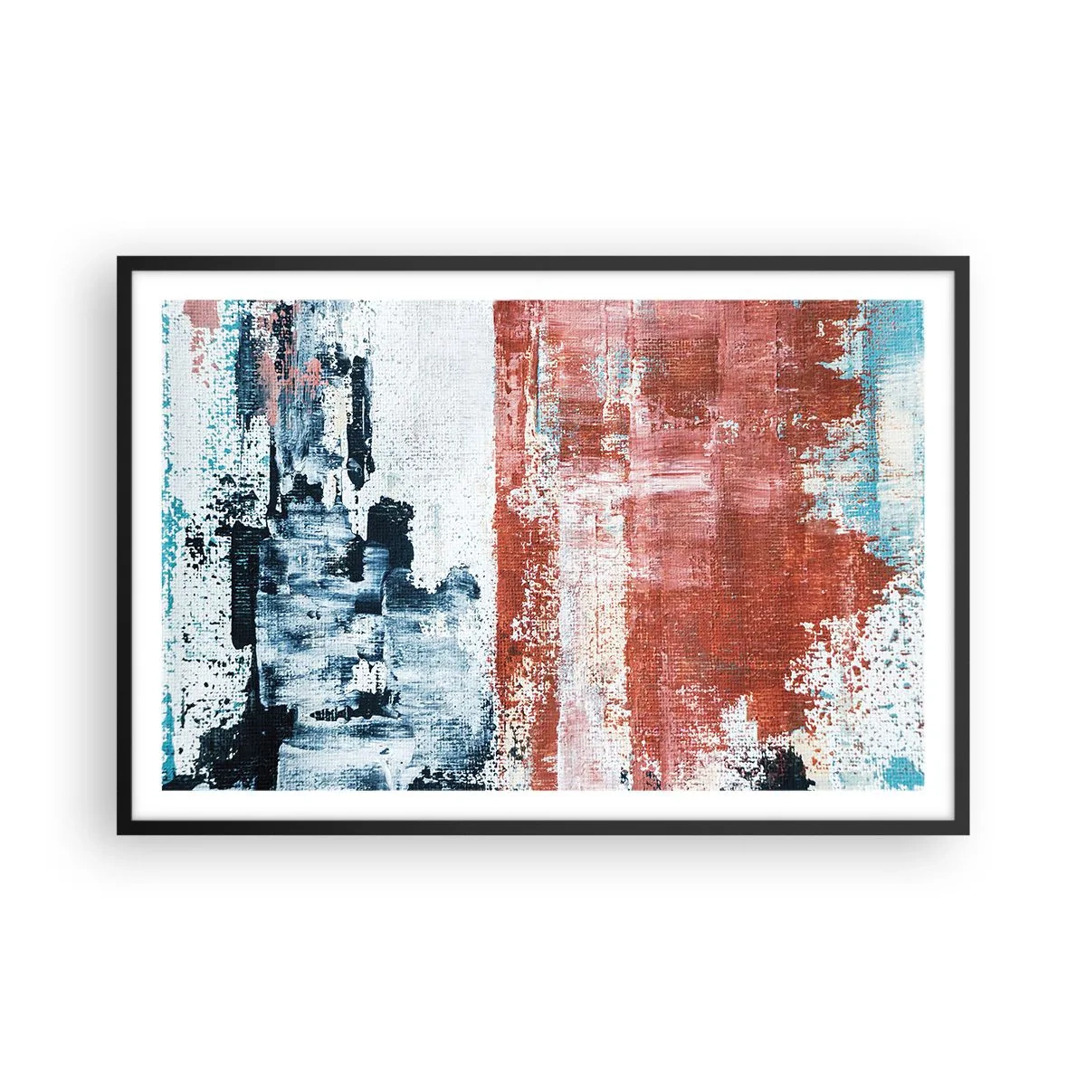 Póster en marco negro - Mitad abstracción, mitad abstracción - 91x61 cm