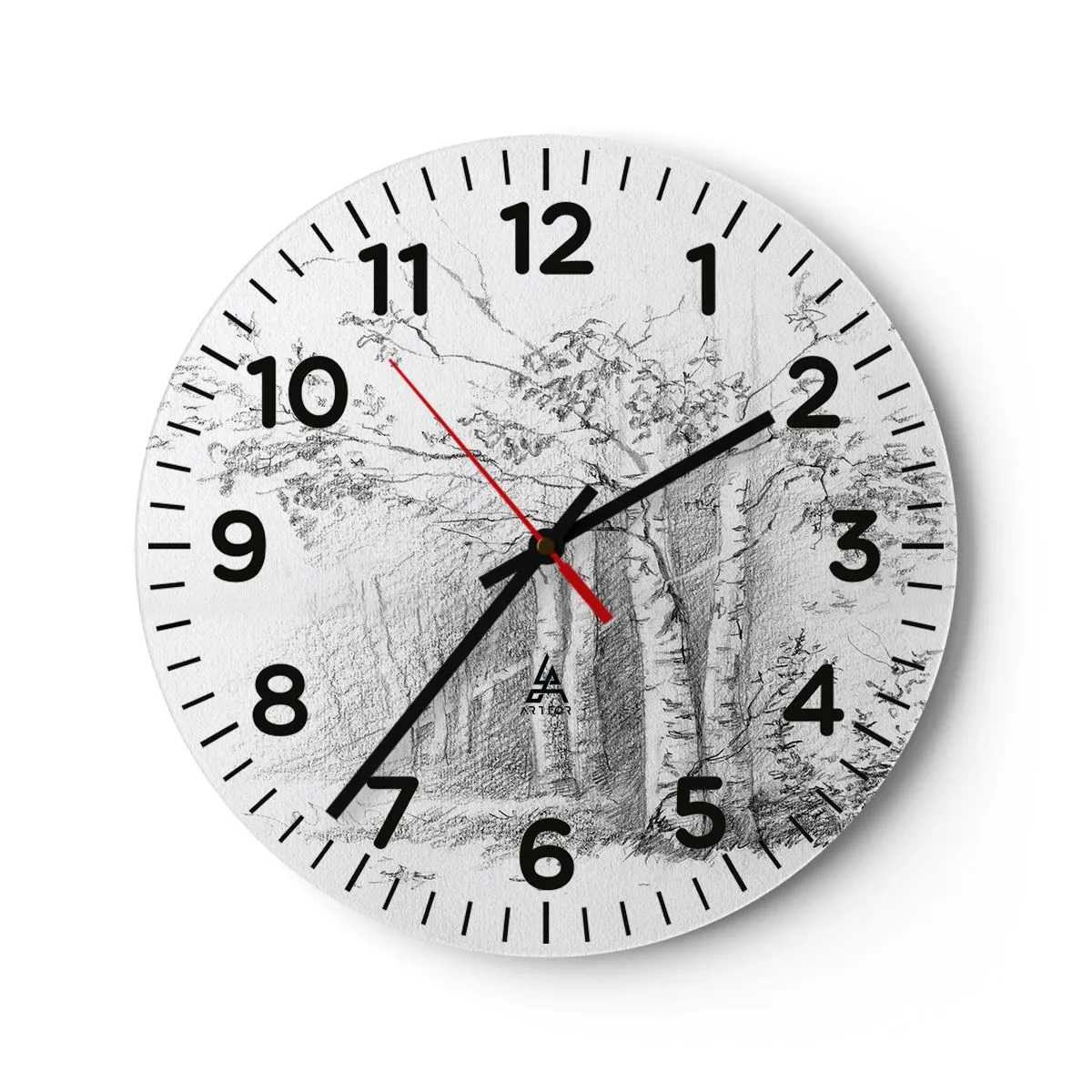 Reloj de pared - Reloj de vidrio - La luz de un bosque de abedules - 40x40 cm