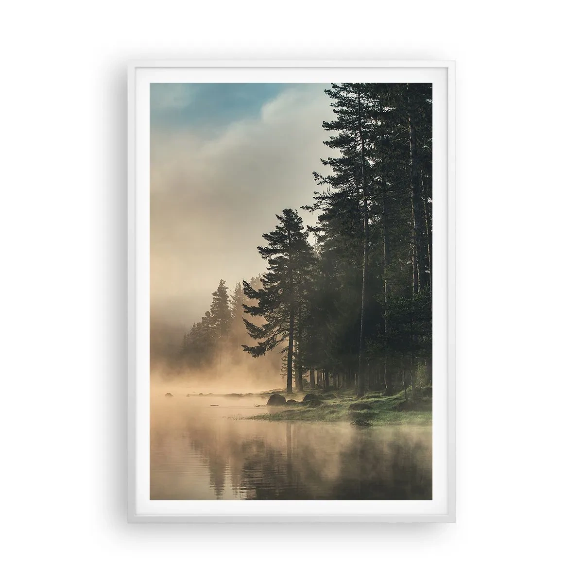 Póster en marco blanco - El nacimiento de un día - 70x100 cm